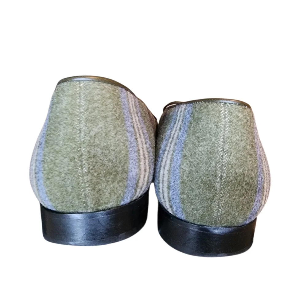 ​Diane B. Milano Italian Wool Striped Tassel Loafers - Green/Multi - Size 40